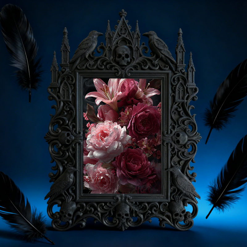 Customer-raved Gothic Dark-style Photo Frame | Vampire Themed Birthday Dinner Decor, Photo Ornament, Dual-use Display, Sturdy Frame