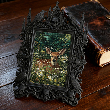 Insta-trending Gothic Dark-style Photo Frame | Gothic Makeup Storage Shop Decor, Photo Ornament, Wall-mountable & Tabletop, High-gloss Frame