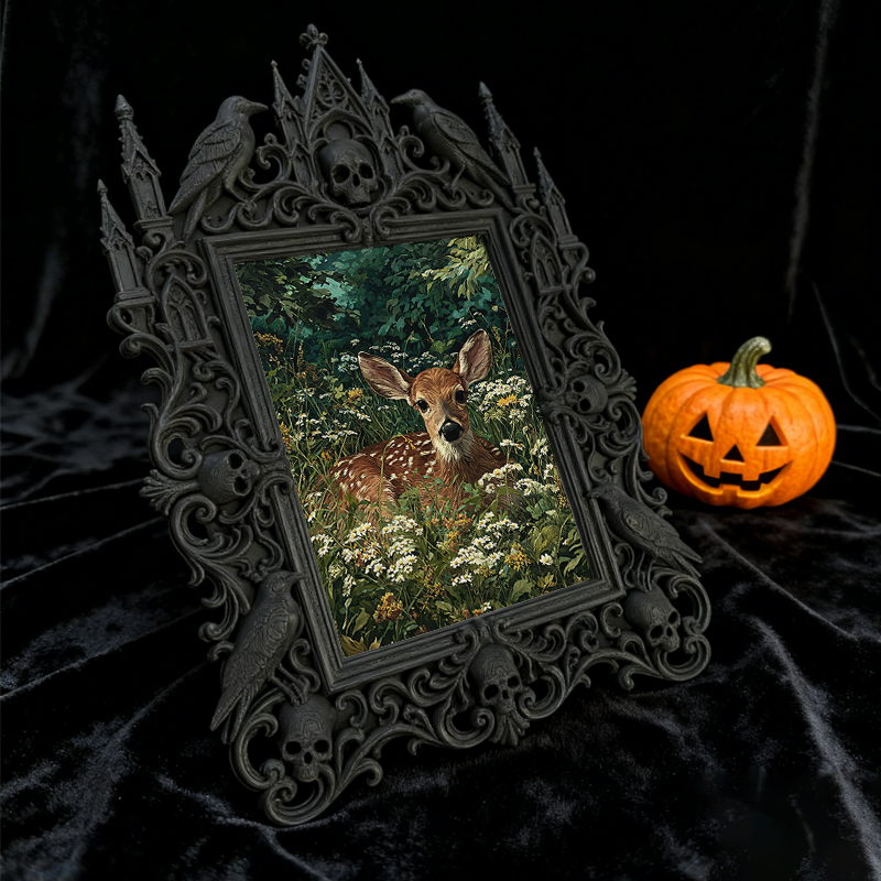 Insta-trending Gothic Dark-style Photo Frame | Gothic Makeup Storage Shop Decor, Photo Ornament, Wall-mountable & Tabletop, High-gloss Frame