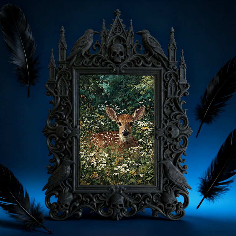 Insta-trending Gothic Dark-style Photo Frame | Gothic Makeup Storage Shop Decor, Photo Ornament, Wall-mountable & Tabletop, High-gloss Frame