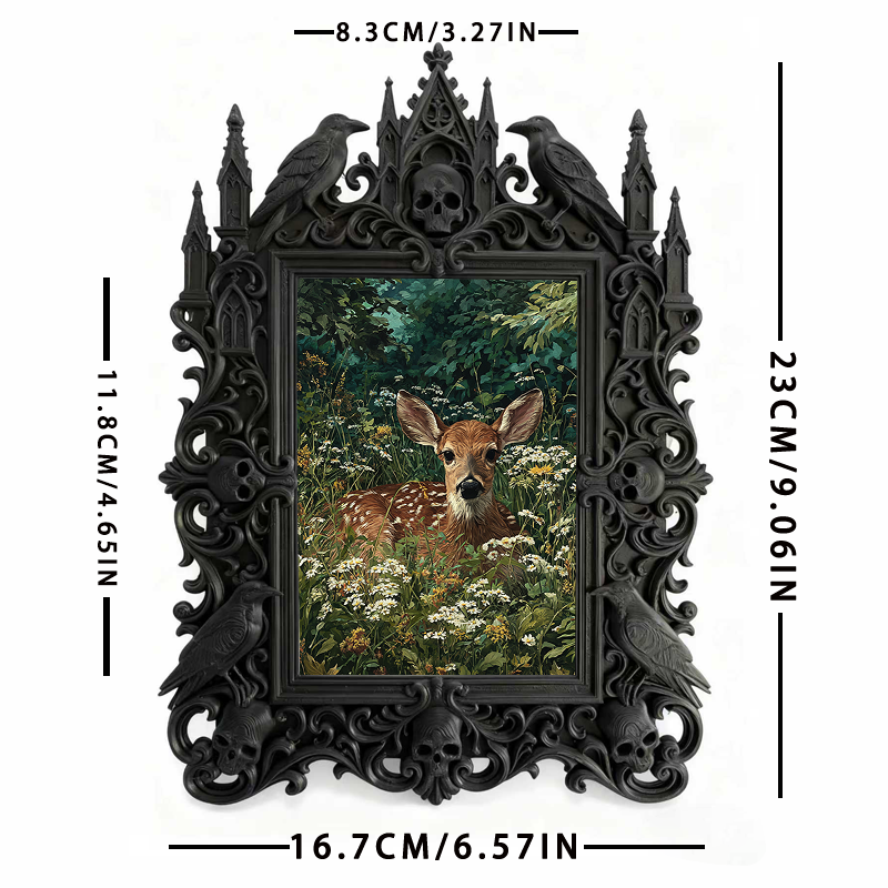Insta-trending Gothic Dark-style Photo Frame | Gothic Makeup Storage Shop Decor, Photo Ornament, Wall-mountable & Tabletop, High-gloss Frame