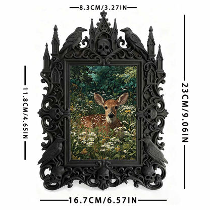 Insta-trending Gothic Dark-style Photo Frame | Gothic Makeup Storage Shop Decor, Photo Ornament, Wall-mountable & Tabletop, High-gloss Frame