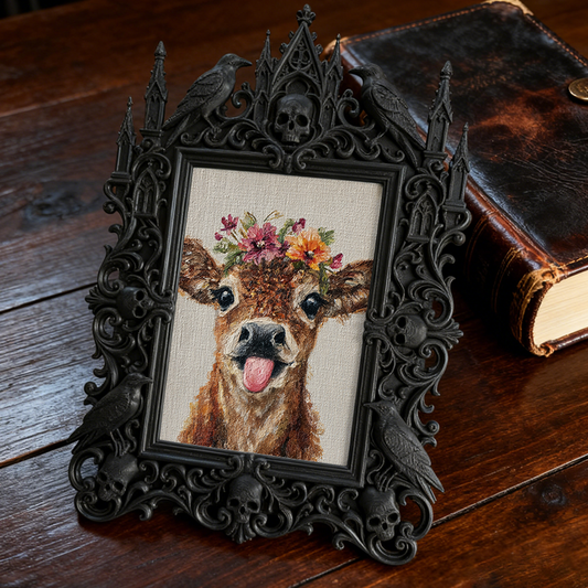 Cool-vibe Gothic Dark-style Photo Frame | Horror Video Game Streamer Desk Decor, Photo Ornament, Dual-use Display, Minimalist Frame