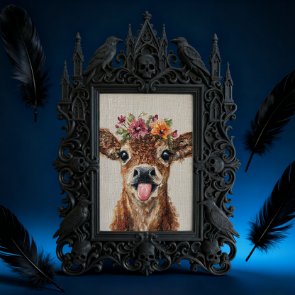 Cool-vibe Gothic Dark-style Photo Frame | Horror Video Game Streamer Desk Decor, Photo Ornament, Dual-use Display, Minimalist Frame