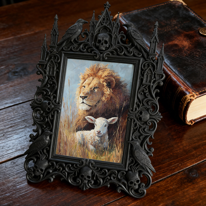 Classy-modern Gothic Dark-style Photo Frame | Dark Academia Book Repair Shop Decor, Photo Ornament, Wall-mountable & Tabletop, Practical Fra