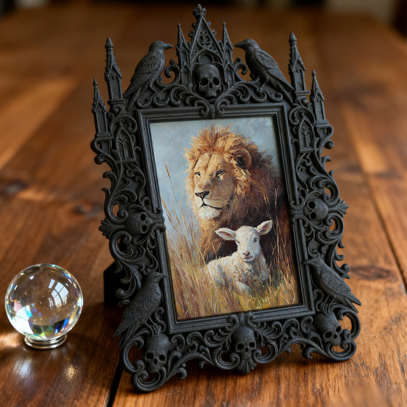 Classy-modern Gothic Dark-style Photo Frame | Dark Academia Book Repair Shop Decor, Photo Ornament, Wall-mountable & Tabletop, Practical Fra