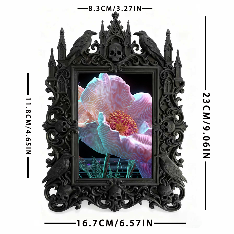 Unique-vibe Gothic Dark-style Photo Frame | Witchy Moon Water Shop Decor, Photo Ornament, Wall-mountable & Tabletop, Portable Frame