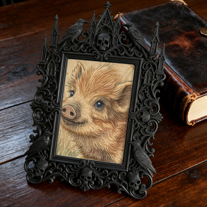 Refined-chic Gothic Dark-style Photo Frame | Paranormal Gift Shop Counter Decor, Photo Ornament, Wall-mountable & Tabletop, Elegant Frame