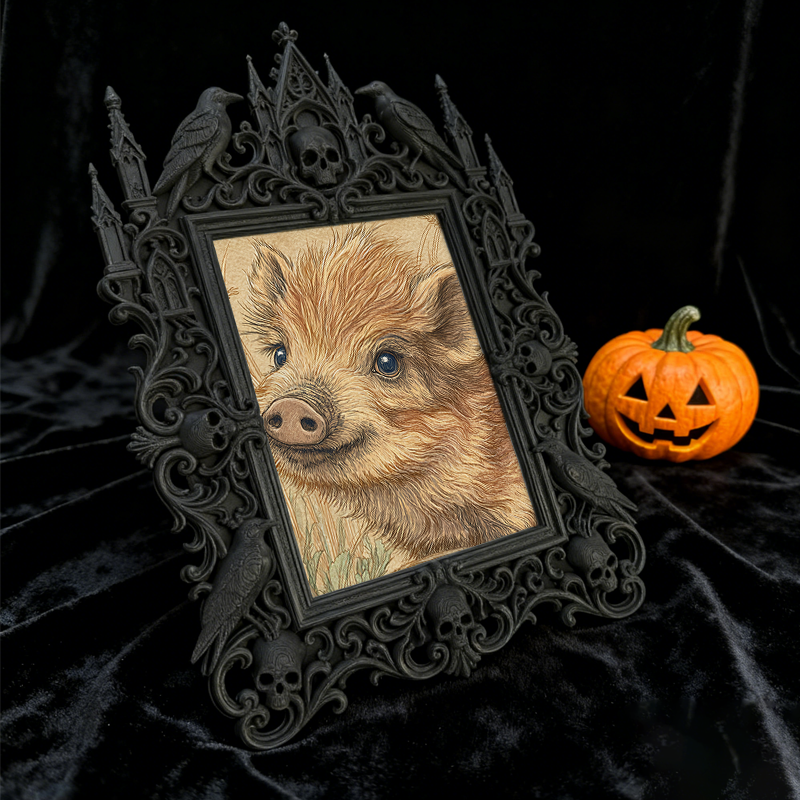 Refined-chic Gothic Dark-style Photo Frame | Paranormal Gift Shop Counter Decor, Photo Ornament, Wall-mountable & Tabletop, Elegant Frame