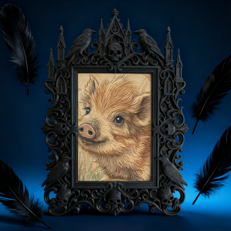 Refined-chic Gothic Dark-style Photo Frame | Paranormal Gift Shop Counter Decor, Photo Ornament, Wall-mountable & Tabletop, Elegant Frame