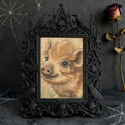 Refined-chic Gothic Dark-style Photo Frame | Paranormal Gift Shop Counter Decor, Photo Ornament, Wall-mountable & Tabletop, Elegant Frame