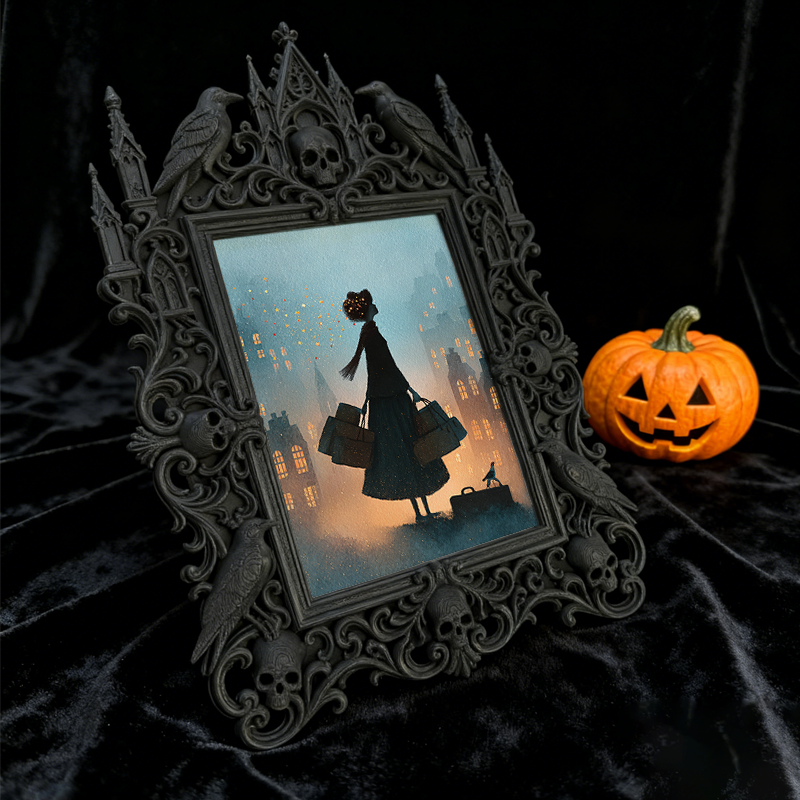 Eye-catching Gothic Dark-style Photo Frame | Dark Fantasy Resin Art Shop Decor, Photo Ornament, Wall-mountable & Tabletop, Creative Frame