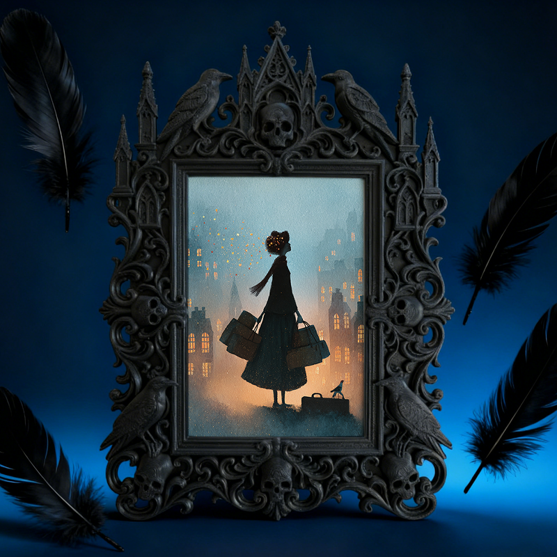 Eye-catching Gothic Dark-style Photo Frame | Dark Fantasy Resin Art Shop Decor, Photo Ornament, Wall-mountable & Tabletop, Creative Frame