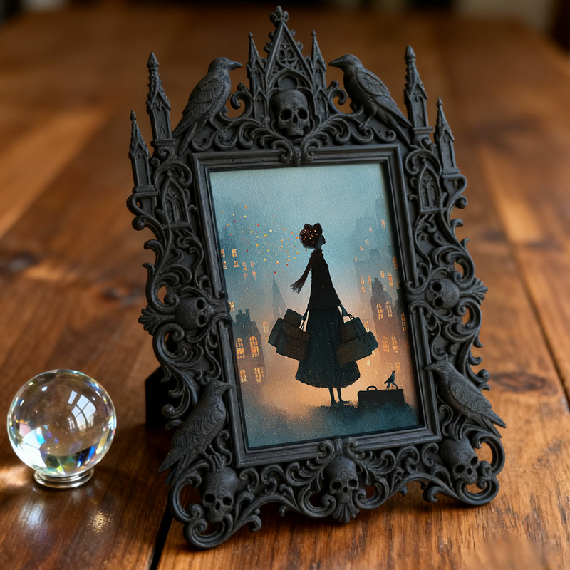 Eye-catching Gothic Dark-style Photo Frame | Dark Fantasy Resin Art Shop Decor, Photo Ornament, Wall-mountable & Tabletop, Creative Frame