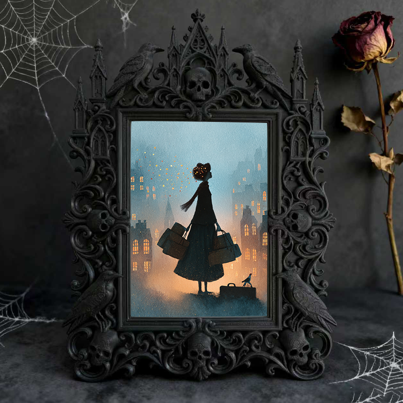Eye-catching Gothic Dark-style Photo Frame | Dark Fantasy Resin Art Shop Decor, Photo Ornament, Wall-mountable & Tabletop, Creative Frame