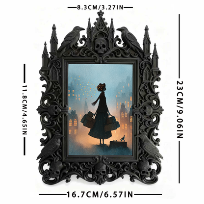 Eye-catching Gothic Dark-style Photo Frame | Dark Fantasy Resin Art Shop Decor, Photo Ornament, Wall-mountable & Tabletop, Creative Frame