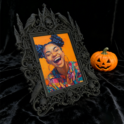 Trending-hot Gothic Dark-style Photo Frame | Gothic Halloween Porch Photo Spot Decor, Photo Ornament, Wall-mountable & Tabletop, Plastic Fra