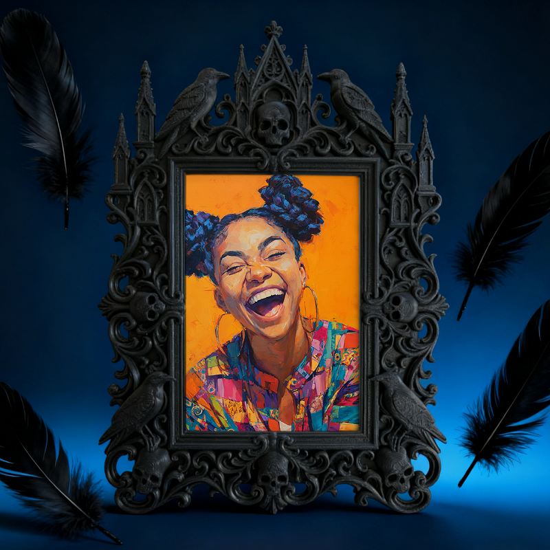 Trending-hot Gothic Dark-style Photo Frame | Gothic Halloween Porch Photo Spot Decor, Photo Ornament, Wall-mountable & Tabletop, Plastic Fra