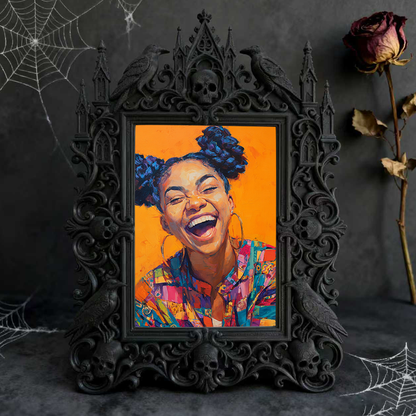 Trending-hot Gothic Dark-style Photo Frame | Gothic Halloween Porch Photo Spot Decor, Photo Ornament, Wall-mountable & Tabletop, Plastic Fra