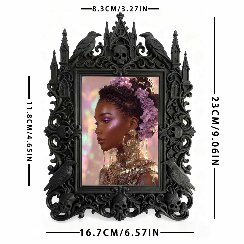 Top-choice Gothic Dark-style Photo Frame | Dark Academia Student Study Desk Decor, Photo Ornament, Wall/Table Dual-use, Durable Frame