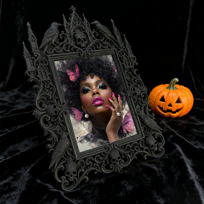 Crowd-pleaser Gothic Dark-style Photo Frame | Horror Cosplay Photo Shoot Backdrop Decor, Photo Ornament, Wall-mountable & Tabletop, Lightwei