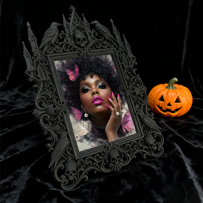 Crowd-pleaser Gothic Dark-style Photo Frame | Horror Cosplay Photo Shoot Backdrop Decor, Photo Ornament, Wall-mountable & Tabletop, Lightwei