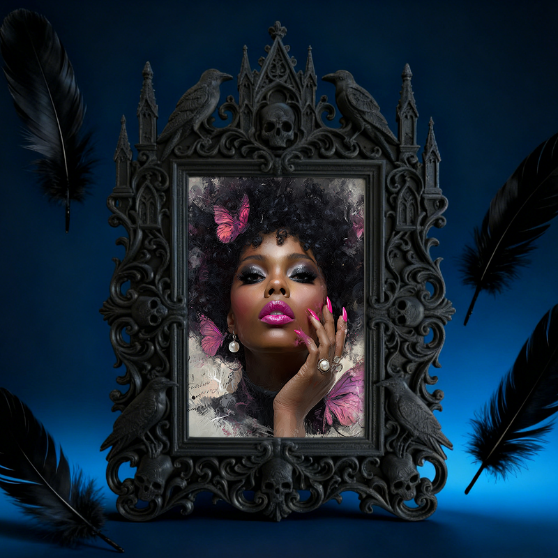 Crowd-pleaser Gothic Dark-style Photo Frame | Horror Cosplay Photo Shoot Backdrop Decor, Photo Ornament, Wall-mountable & Tabletop, Lightwei