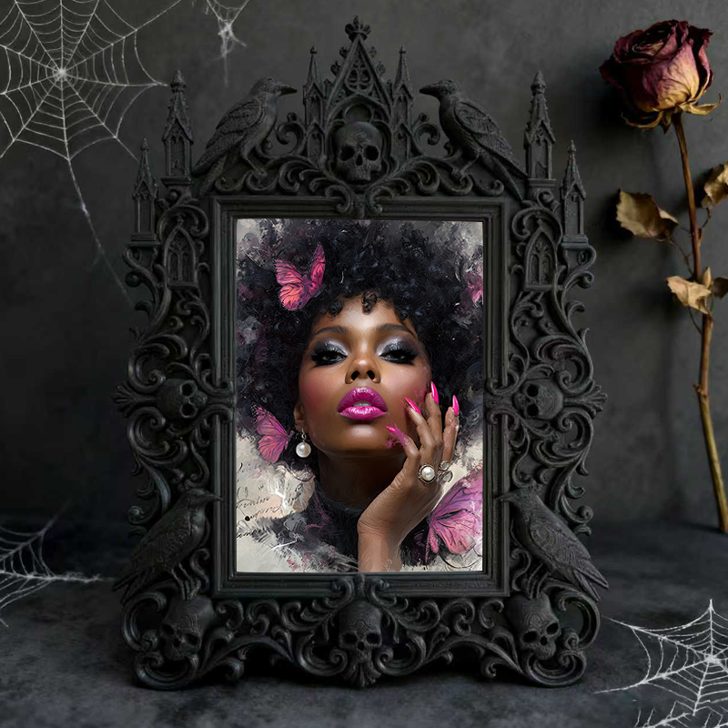 Crowd-pleaser Gothic Dark-style Photo Frame | Horror Cosplay Photo Shoot Backdrop Decor, Photo Ornament, Wall-mountable & Tabletop, Lightwei