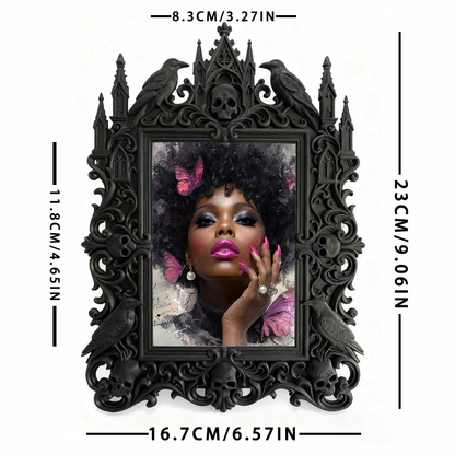 Crowd-pleaser Gothic Dark-style Photo Frame | Horror Cosplay Photo Shoot Backdrop Decor, Photo Ornament, Wall-mountable & Tabletop, Lightwei