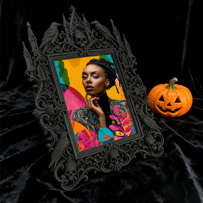 Quick-sell Gothic Dark-style Photo Frame | Gothic Dark Chocolate Shop Decor, Photo Ornament, Dual-use Display, Retro Plastic Frame