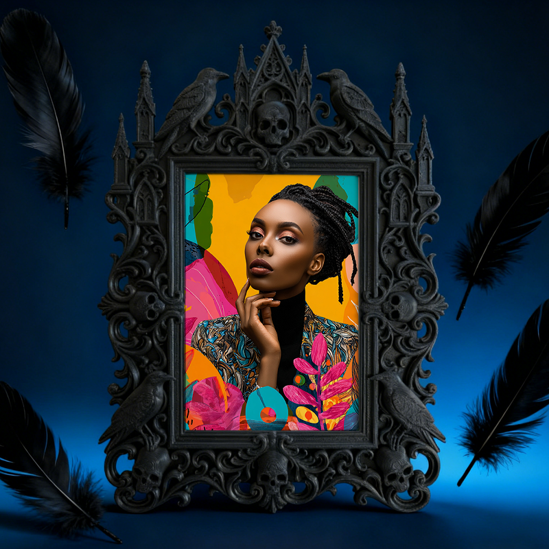 Quick-sell Gothic Dark-style Photo Frame | Gothic Dark Chocolate Shop Decor, Photo Ornament, Dual-use Display, Retro Plastic Frame