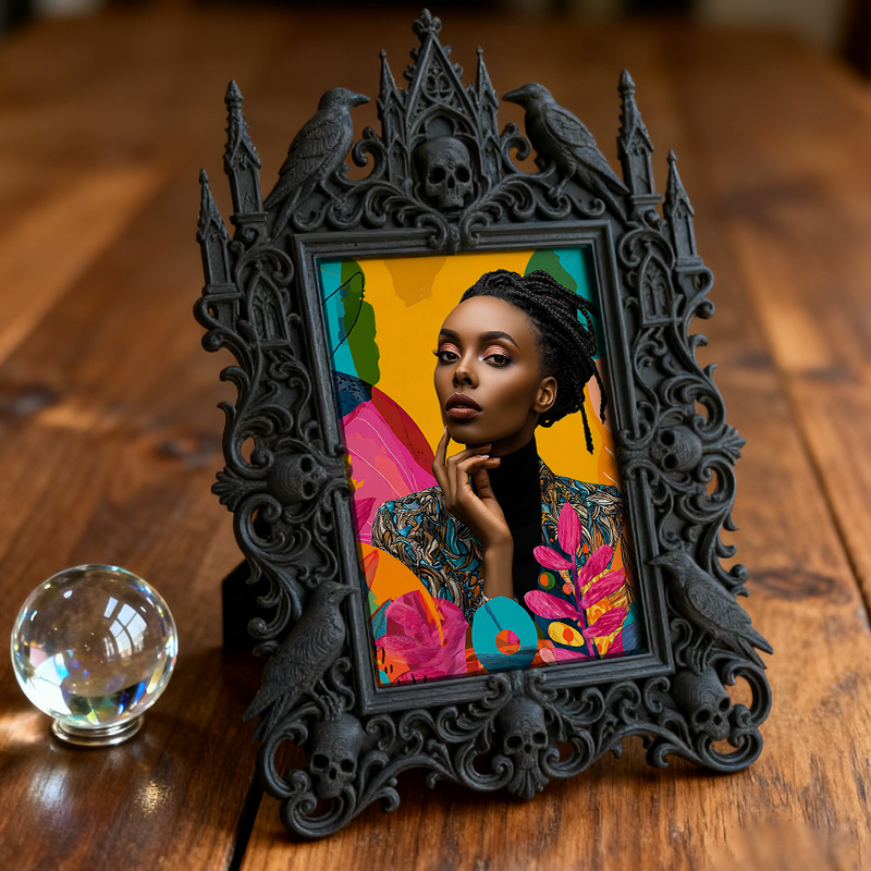 Quick-sell Gothic Dark-style Photo Frame | Gothic Dark Chocolate Shop Decor, Photo Ornament, Dual-use Display, Retro Plastic Frame