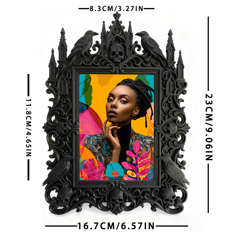 Quick-sell Gothic Dark-style Photo Frame | Gothic Dark Chocolate Shop Decor, Photo Ornament, Dual-use Display, Retro Plastic Frame