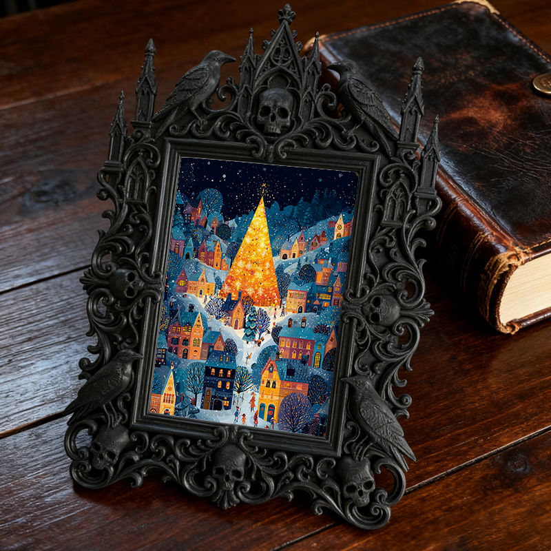 High-demand Gothic Dark-style Photo Frame | Witchy Crystal Grid Workshop Decor, Photo Ornament, Wall-mountable & Tabletop, Scratch-resistant