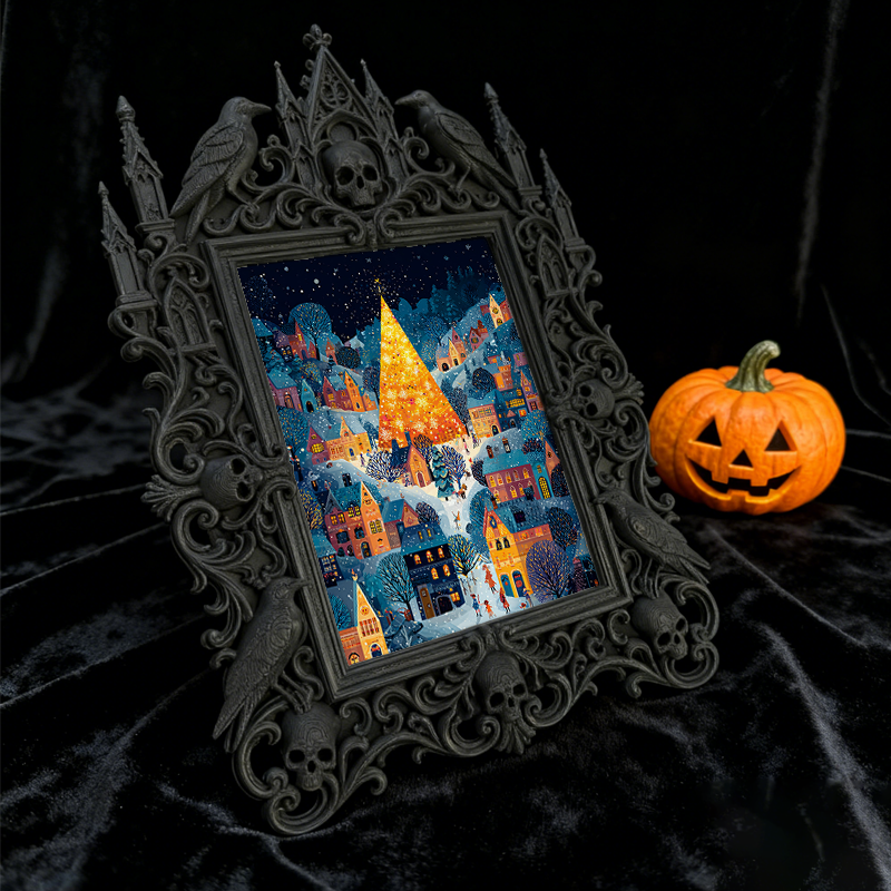 High-demand Gothic Dark-style Photo Frame | Witchy Crystal Grid Workshop Decor, Photo Ornament, Wall-mountable & Tabletop, Scratch-resistant