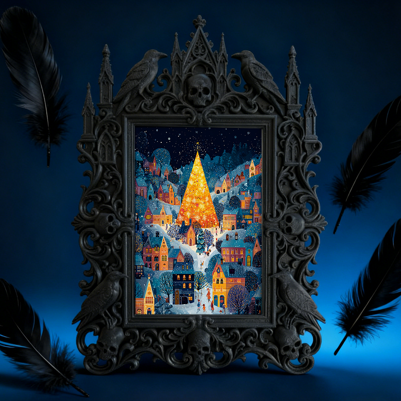 High-demand Gothic Dark-style Photo Frame | Witchy Crystal Grid Workshop Decor, Photo Ornament, Wall-mountable & Tabletop, Scratch-resistant