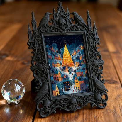 High-demand Gothic Dark-style Photo Frame | Witchy Crystal Grid Workshop Decor, Photo Ornament, Wall-mountable & Tabletop, Scratch-resistant