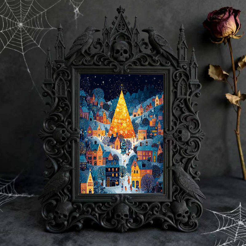 High-demand Gothic Dark-style Photo Frame | Witchy Crystal Grid Workshop Decor, Photo Ornament, Wall-mountable & Tabletop, Scratch-resistant