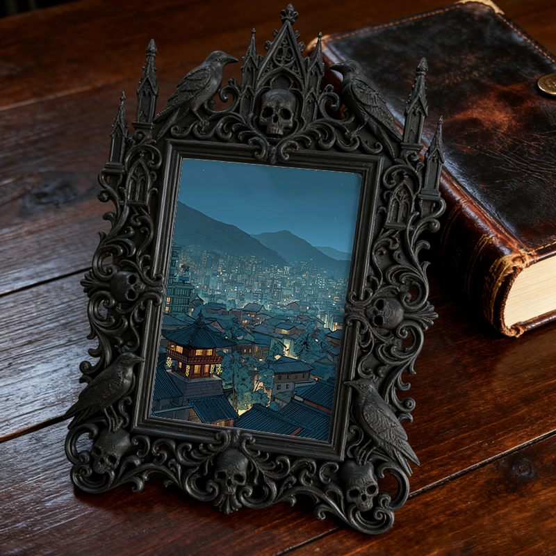 Must-buy Gothic Dark-style Photo Frame | Dark Dried Flower Arrangement Shop Decor, Photo Ornament, Wall-mountable & Tabletop, Slim Frame