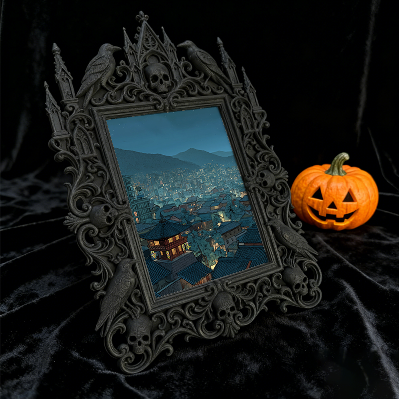 Must-buy Gothic Dark-style Photo Frame | Dark Dried Flower Arrangement Shop Decor, Photo Ornament, Wall-mountable & Tabletop, Slim Frame