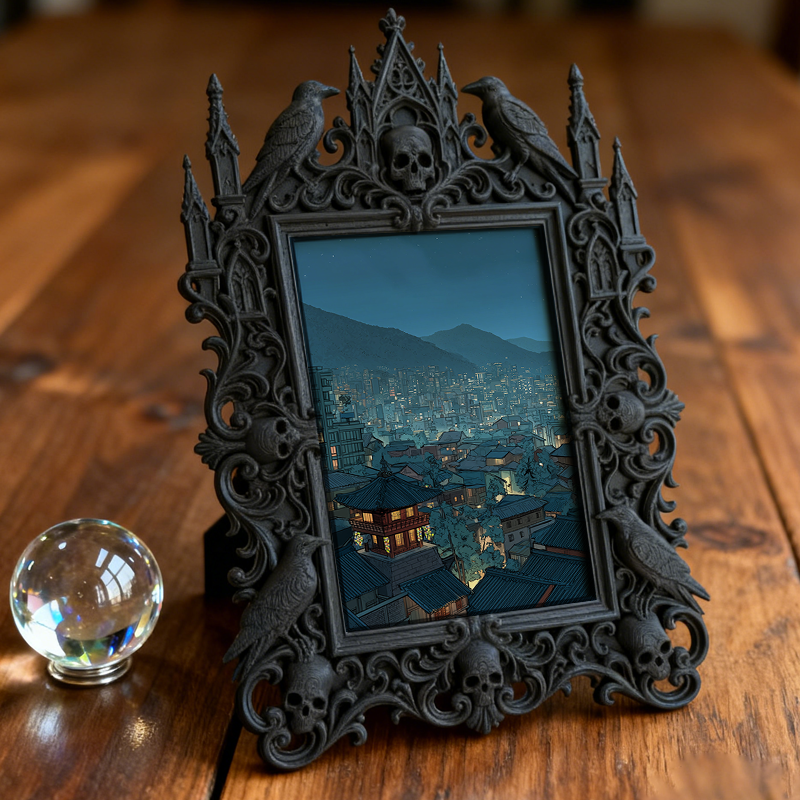 Must-buy Gothic Dark-style Photo Frame | Dark Dried Flower Arrangement Shop Decor, Photo Ornament, Wall-mountable & Tabletop, Slim Frame