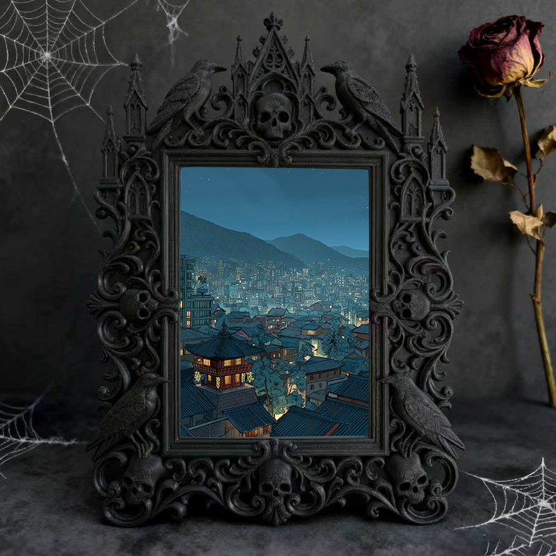 Must-buy Gothic Dark-style Photo Frame | Dark Dried Flower Arrangement Shop Decor, Photo Ornament, Wall-mountable & Tabletop, Slim Frame