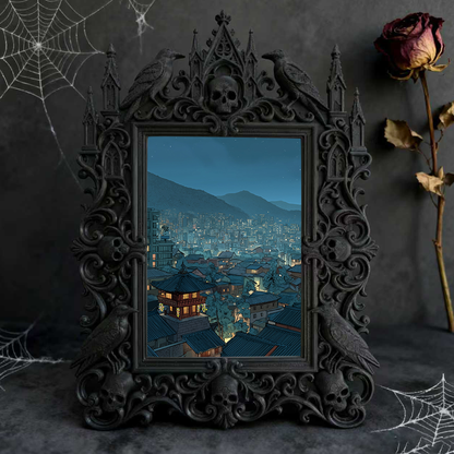 Must-buy Gothic Dark-style Photo Frame | Dark Dried Flower Arrangement Shop Decor, Photo Ornament, Wall-mountable & Tabletop, Slim Frame