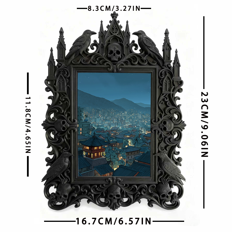 Must-buy Gothic Dark-style Photo Frame | Dark Dried Flower Arrangement Shop Decor, Photo Ornament, Wall-mountable & Tabletop, Slim Frame