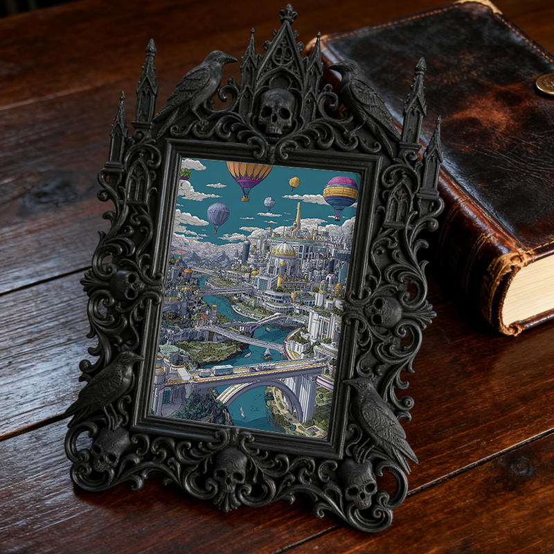 Limited-quantity Gothic Dark-style Photo Frame | Occult Herbalism Book Shop Decor, Photo Ornament, Wall-mountable & Tabletop, Collectible Fr