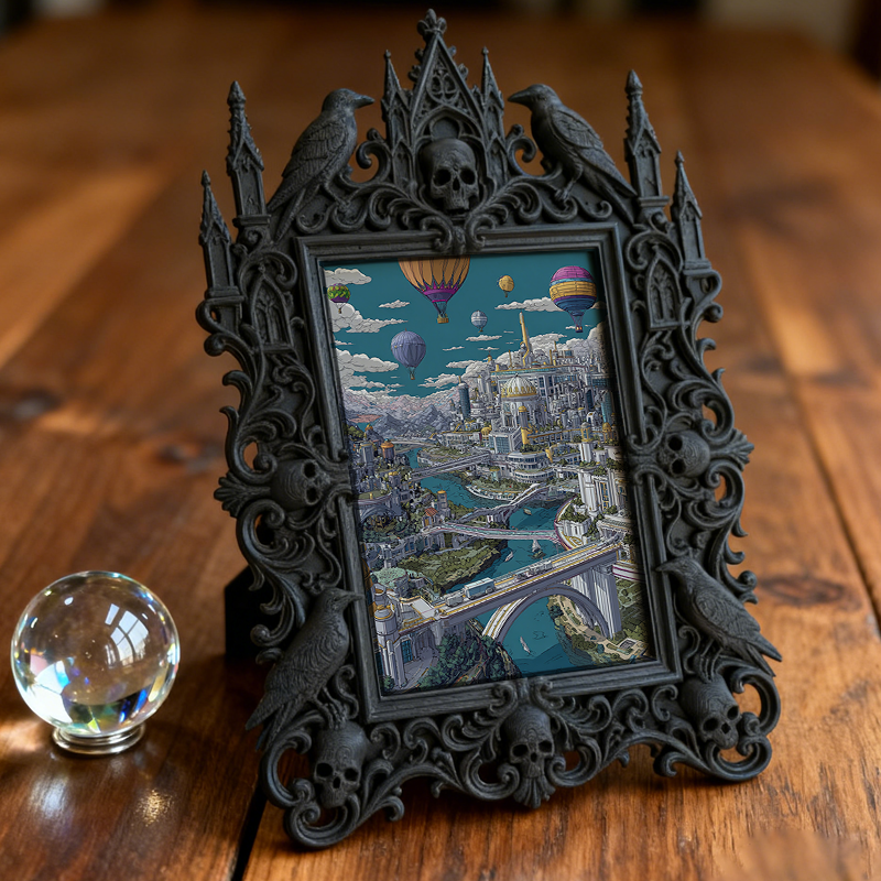 Limited-quantity Gothic Dark-style Photo Frame | Occult Herbalism Book Shop Decor, Photo Ornament, Wall-mountable & Tabletop, Collectible Fr
