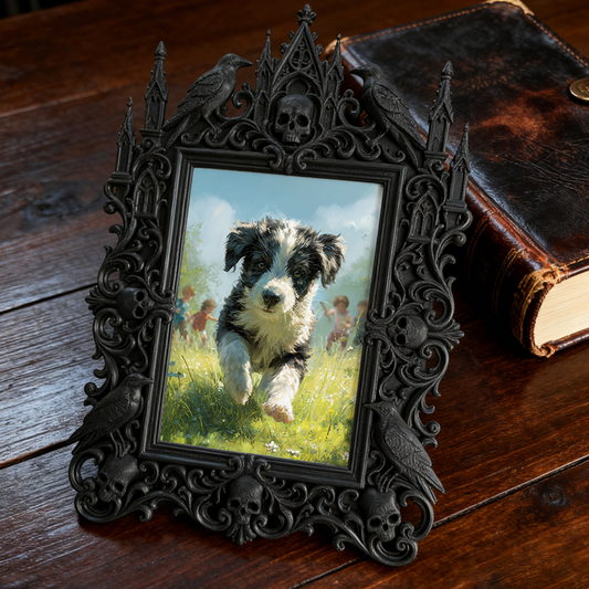 Rare-find Gothic Dark-style Photo Frame | Werewolf Cosplay Photo Meetup Decor, Photo Ornament, Wall/Table Dual-use, Rustic Frame