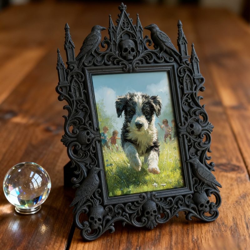 Rare-find Gothic Dark-style Photo Frame | Werewolf Cosplay Photo Meetup Decor, Photo Ornament, Wall/Table Dual-use, Rustic Frame