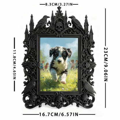 Rare-find Gothic Dark-style Photo Frame | Werewolf Cosplay Photo Meetup Decor, Photo Ornament, Wall/Table Dual-use, Rustic Frame