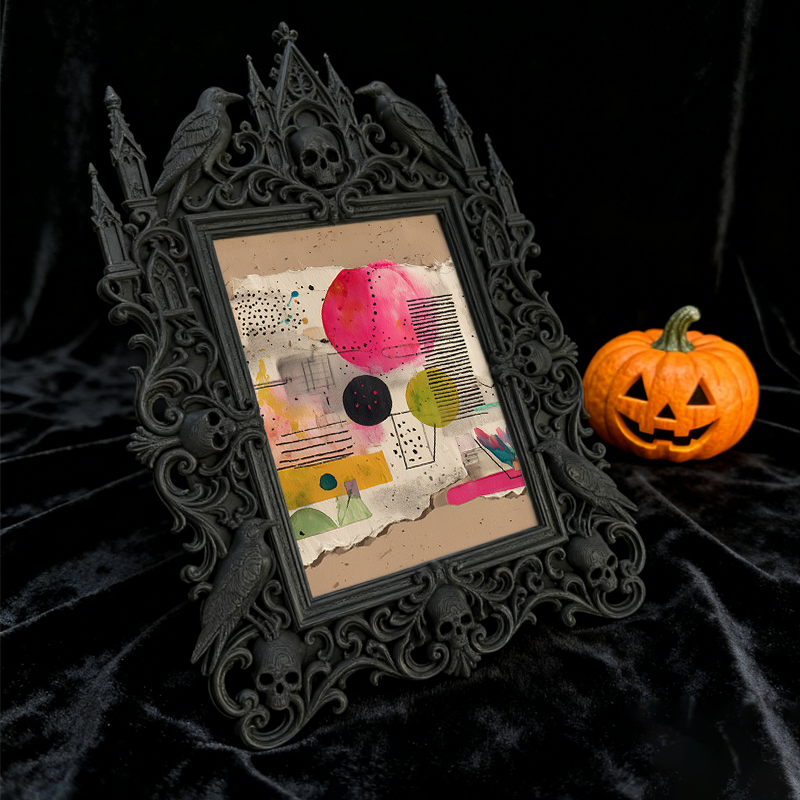 Viral-sensation Gothic Dark-style Photo Frame | Gothic Tarot Card Making Studio Decor, Photo Ornament, Wall-mountable & Tabletop, Plastic Fr